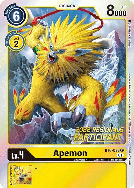 Digimon Karte BT6 038 Alt 1 Apemon Game Kiwi